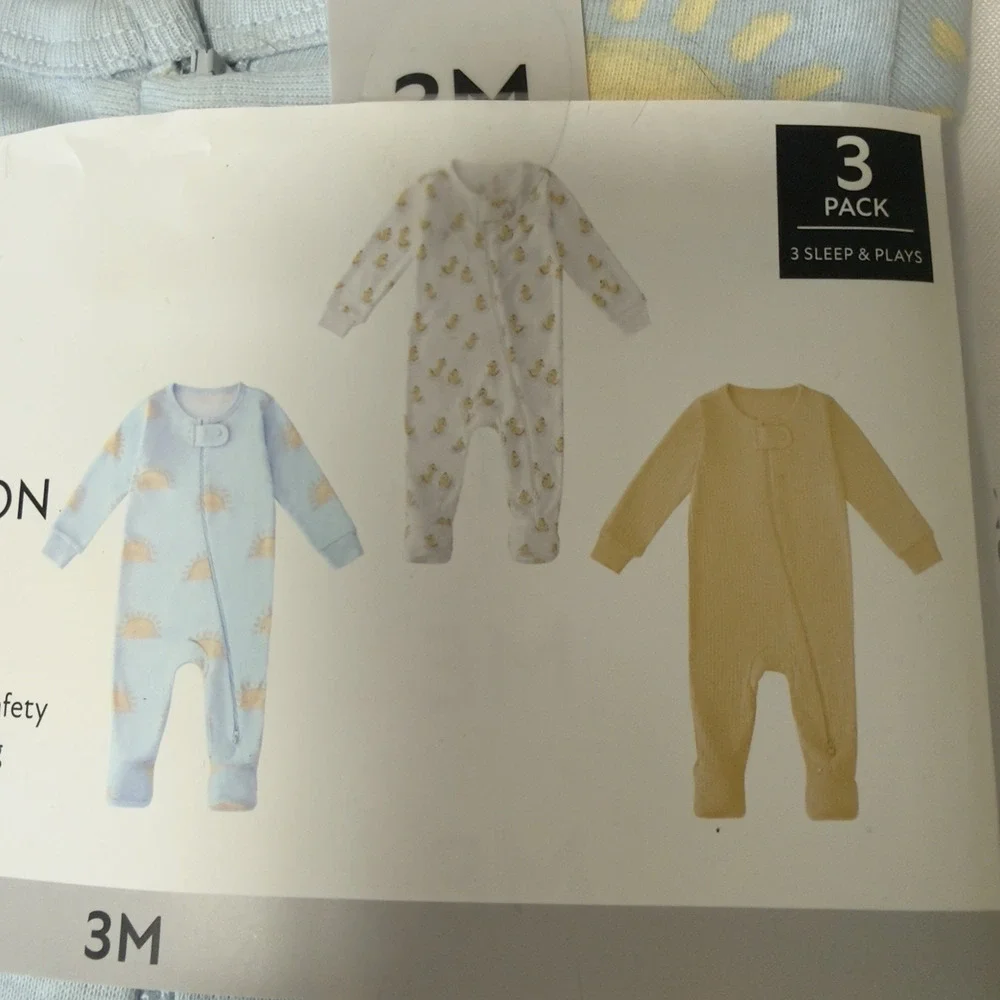 Member's Mark Baby 3-Pack Organic Cotton Soft Sleep And Play Size 3 Months